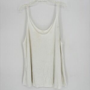 Minimalist Cozy Knit Tank Layering Essential Capsule Basic White Womens XXL